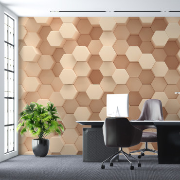 Papel de parede pré-colado - Azulejos marrons _ bege