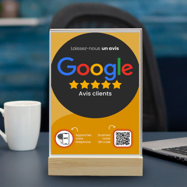 NFC och QR-kod Google Review-skärm (dubbelsidig)