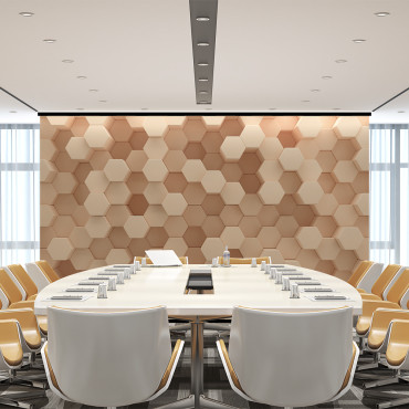 Voorgekleefd behang - Bruine tegels _beige