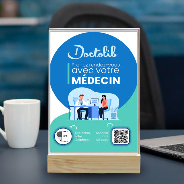 NFC and QR Code Doctolib display (double sided)