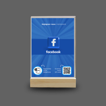 Facebook NFC és QR-kód kijelző (kétoldalas)