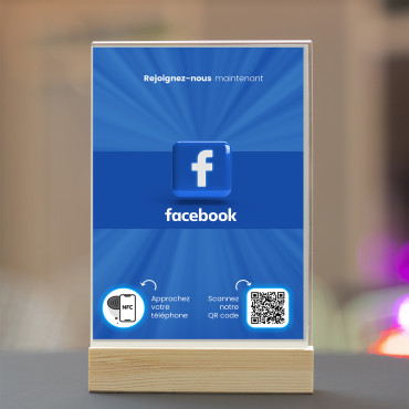 Facebookin NFC- ja QR-koodinäyttö (kaksipuolinen)