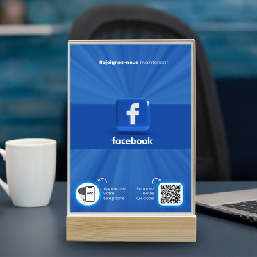 Facebook NFC és QR-kód kijelző (kétoldalas)