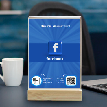 Présentoir NFC et QR Code Facebook (double face)