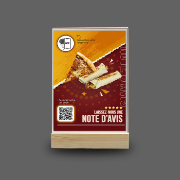 NFC and QR Code display for restaurants (double sided)