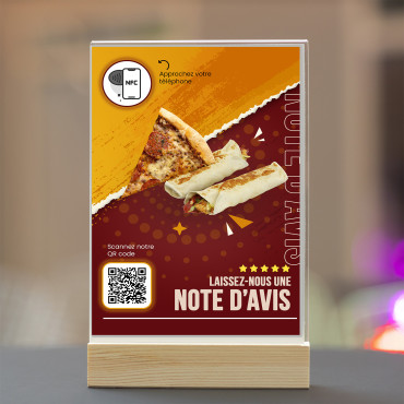 NFC and QR Code display for restaurants (double sided)