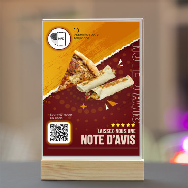 NFC- und QR-Code-Anzeige für Restaurants (doppelseitig)