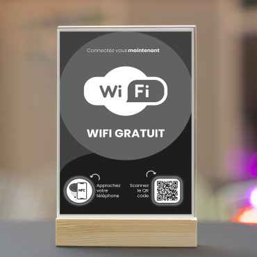 NFC and QR Code display with Wifi access (double sided)