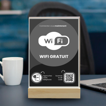 NFC and QR Code display with Wifi access (double sided)