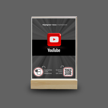 YouTuben NFC- ja QR-koodinäyttö (kaksipuolinen)