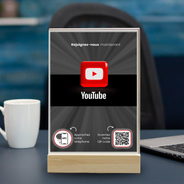 YouTuben NFC- ja QR-koodinäyttö (kaksipuolinen)