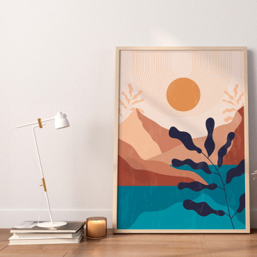 Poster abstrait montagne et lac