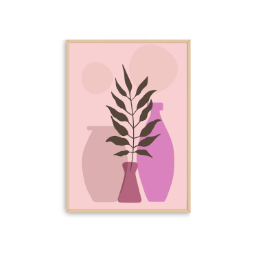 Póster abstracto plantas y jarrones