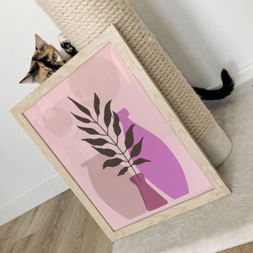 Abstrakt plakat med planter og vaser