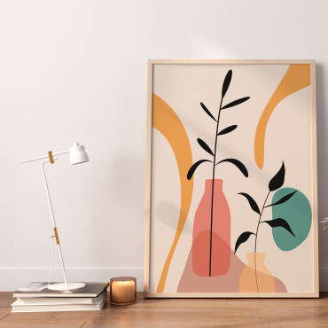 Affisch abstrakt växter och vaser