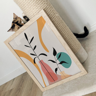 Abstrakt plakat med planter og vaser