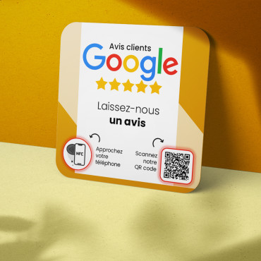 Google paziņojuma plāksne bez NFC kontakta savienojuma sienai, galda virsmai, POS un izstādes logam.