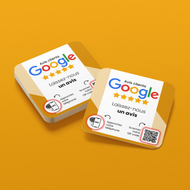 Plaque Avis Google sans contact NFC connectée pour mur, comptoir, PLV et vitrine