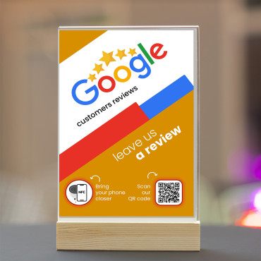 Stojalo za mnenja na Googlu s NFC čipom in QR kodo (dvostransko)