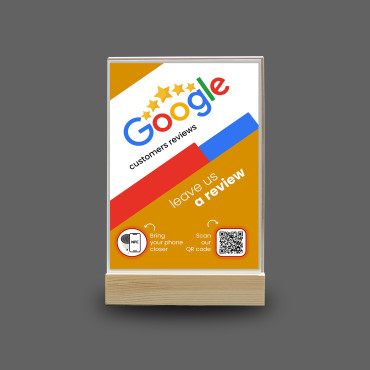 Google Reviews-display met NFC-chip en QR-code (dubbelzijdig)