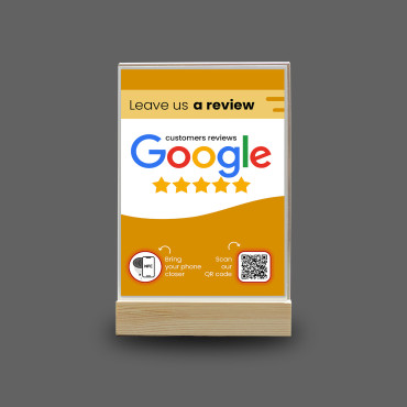 NFC Google Anmeldelser-skjerm med QR-kode (dobbeltsidig)