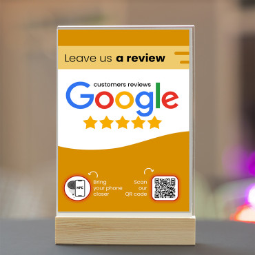 Display NFC Google Reviews com QR Code (dupla face)
