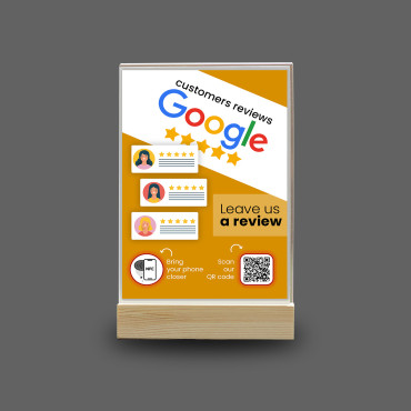 NFC Google Reviews verbonden display met QR-code (dubbelzijdig)