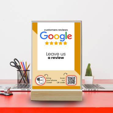 Google NFC Reviews display with QR Code (double sided)