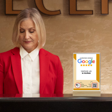 Έκθεση με αξιολογήσεις Google NFC και κωδικό QR (διπλής όψης)