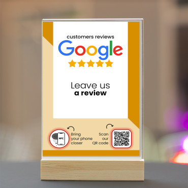 Display Google NFC Reviews con QR Code (bifacciale)