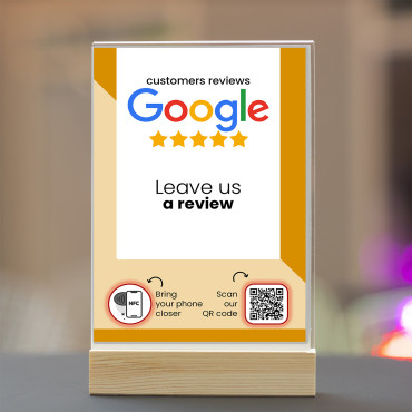 Google NFC Reviews kijelző QR-kóddal (kétoldalas)