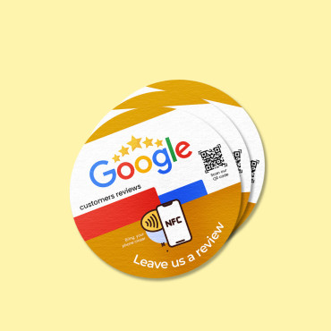 Sticker NFC Avis Google connecté pour mur, comptoir, PLV et vitrine