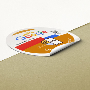 Connected Google Review NFC-mærkat til væg, disk, POS og vindue
