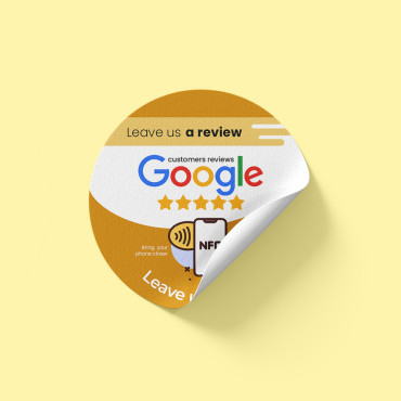 Αυτοκόλλητο Google Review συνδεδεμένο NFC και κωδικό QR για τον τοίχο, το πάγκο, την προώθηση σημείου πώλησης και το βιτρίνα.