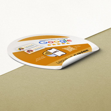Google atsiliepimų lipdukas su NFC žymekliu ir QR kodu sienai, stovui, POP reklamai ir vitrinai.