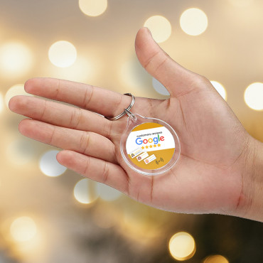 Double-sided connected Google customer reviews NFC keyring