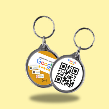 Double-sided connected Google customer reviews NFC keyring