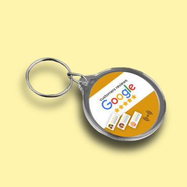 Double-sided connected Google customer reviews NFC keyring