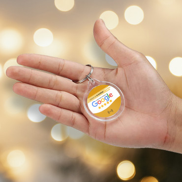 Google Reviews kulcstartó NFC-vel és kétoldalas QR-kóddal
