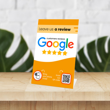 NFC-ezel Google Review met NFC-chip en QR-code