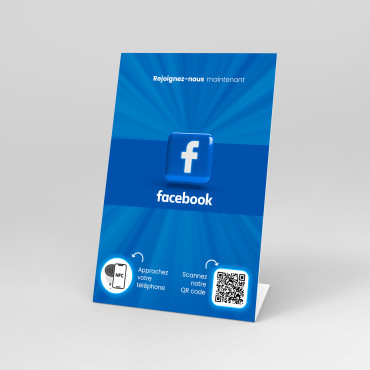 Facebook NFC and QR code table easel