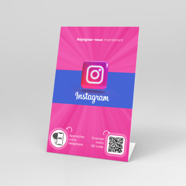 NFC-pöytäteline ja Instagram QR-koodi