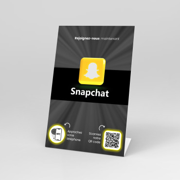 Cavalete de mesa Snapchat NFC e código QR
