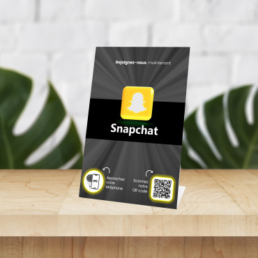 Chevalet de table NFC et QR code Snapchat