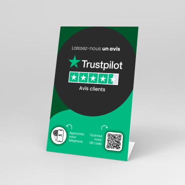 Trustpilot NFC og QR-kode tabell staffeli