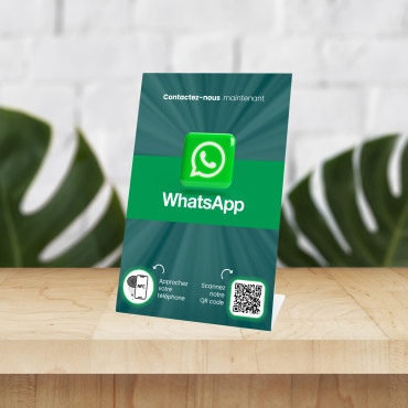 NFC bordsstafli och WhatsApp QR-kod