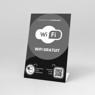 Cavalete de mesa NFC e QR code Wifi
