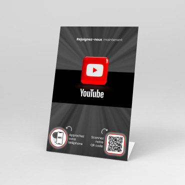 YouTube NFC and QR code table easel