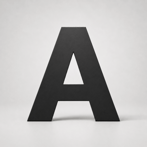 Schwarze Dibond-Buchstaben, einzeln ausgeschnitten und montierbereit