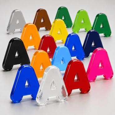 Lettere in plexiglass colorato tagliate su misura per insegne interne